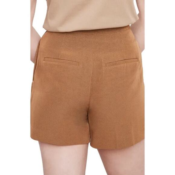 Vince Cotton Blend Pintuck High-Waisted Tailored Shorts Amber Wave Women's US 4 - Picture 2 of 10